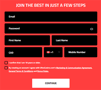 Formulaire d'Inscription Ultra Casino France